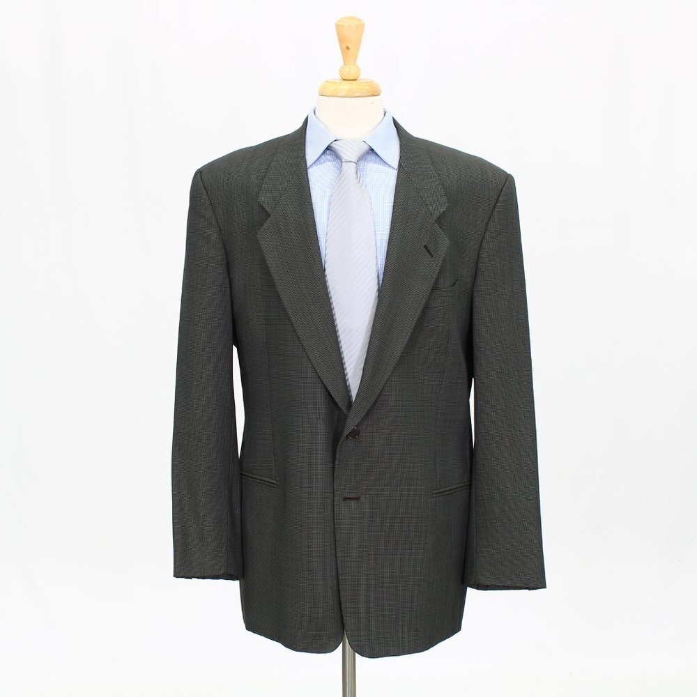 Mani 44L Green Houndstooth Wool Two Button Sport Coat Blazer Jacket G044